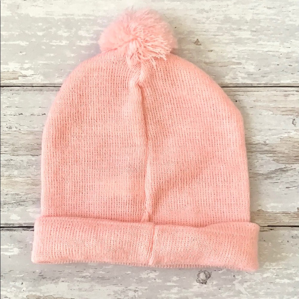Baby Toddler Girls 12-24m Knit Beanie Winter Hat Pom Pom Top Baby Pink NEW